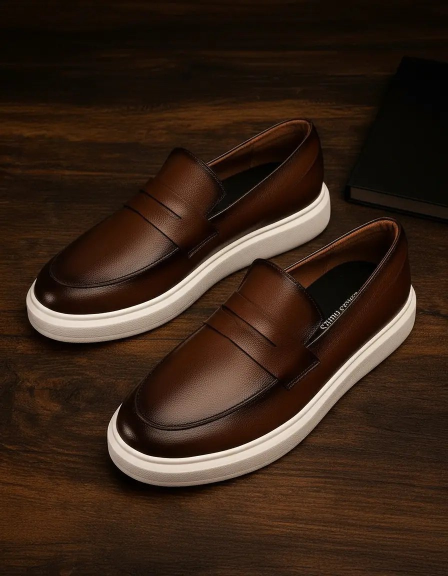 Sapato Loafer Couro Legítimo Café